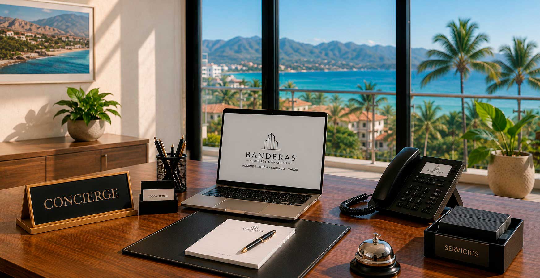 Escritorio de atención Concierge en Banderas Property Management