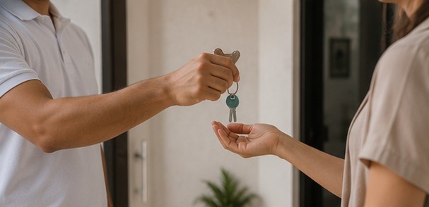Key handoff and welcome for the property owner